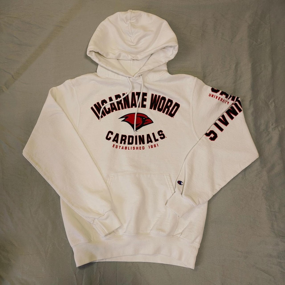 Champion UIW Cardinals Hoodie Mens Small White University Incarnate Word NCAA